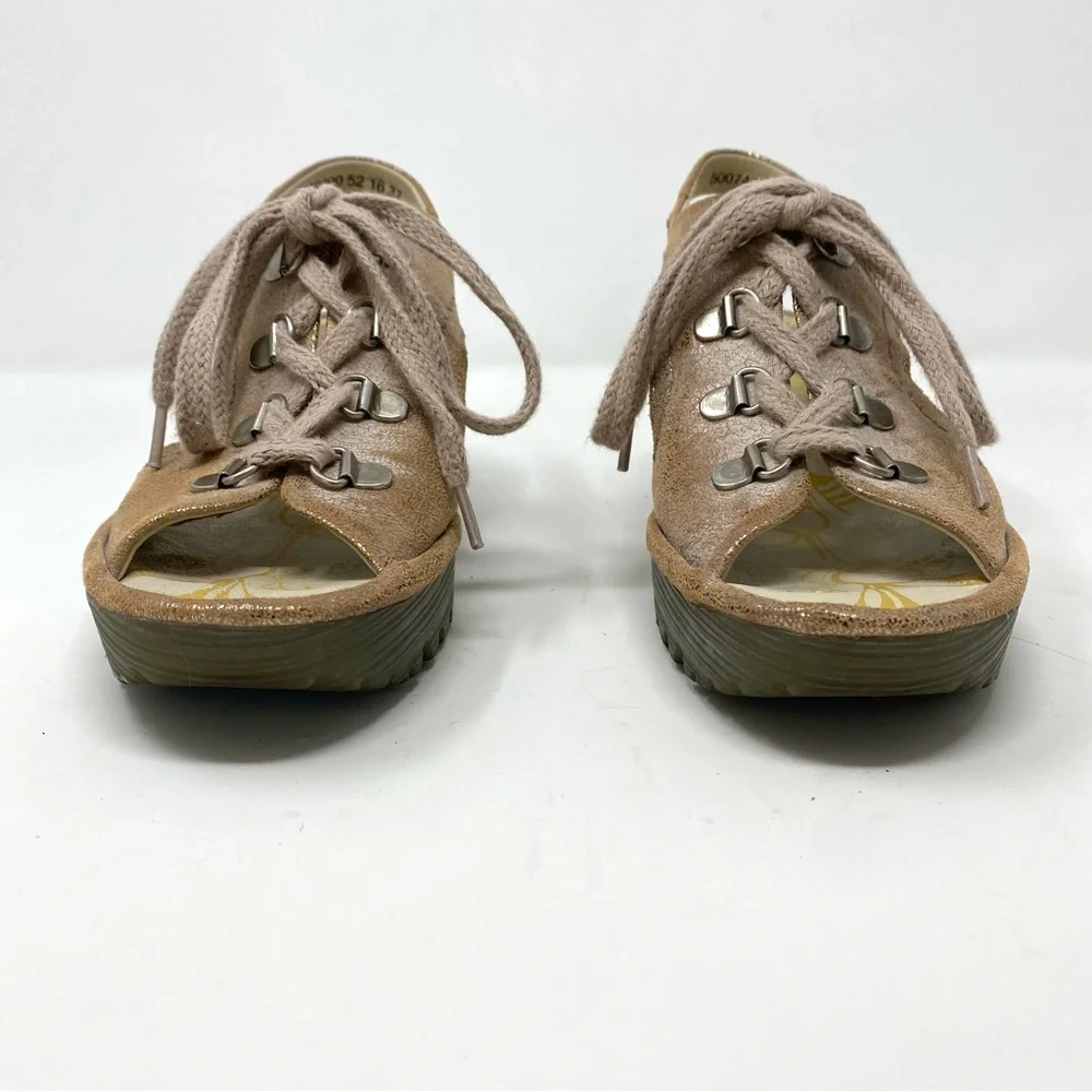 Fly London Ylfa Lace-Up Leather Platform Wedge Sandal - Picture 6 of 14